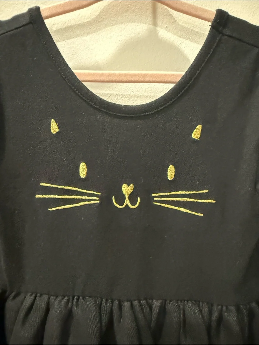 Old Navy Black Long-Sleeve Cat Face Tulle Dress Top